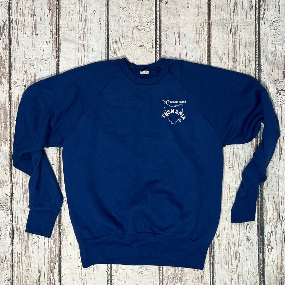 Tasmania Australia Vintage Blue 1980s Pullover Jumper Sweatshirt